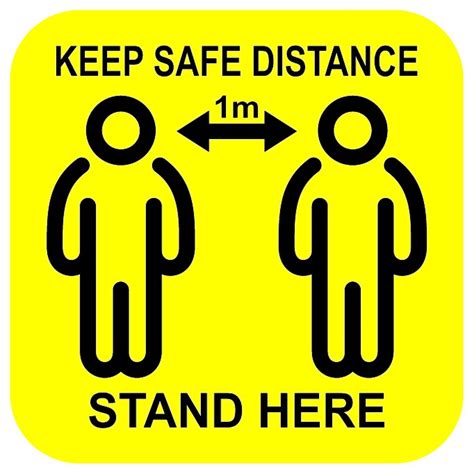 Social Distancing Sign Sticker Keep Safe Distance Stand Here Floor