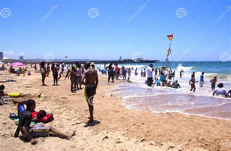 Crowd Of People On North Beach In Durban Editorial Photo Image Of