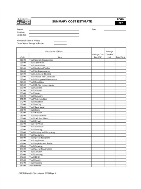 Free Printable Estimate Forms For Contractors