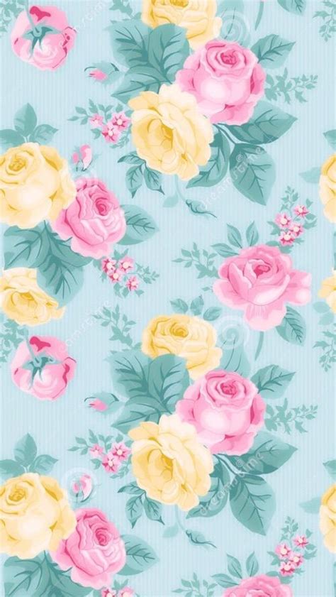 Retro Modern Aqua Floral Wallpaper Iphone Fondos