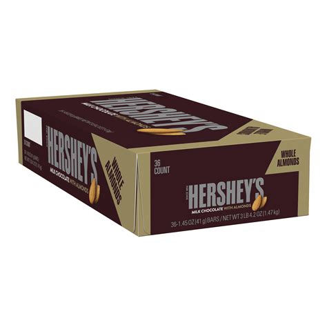Hersheys Milk Chocolate With Almonds Candy Bar Box 145 Oz 36 Ct