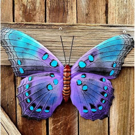 Metal Butterfly Wall Art Blue Purple