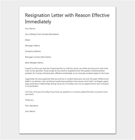 Resignation Letter With Reason Template 10 Free Word