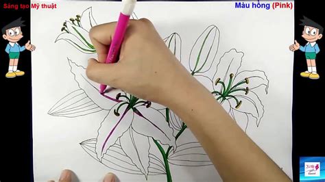 How To Draw Lily Flower Vẽ Hoa Ly Vẽ Hoa Bách Hợp Youtube