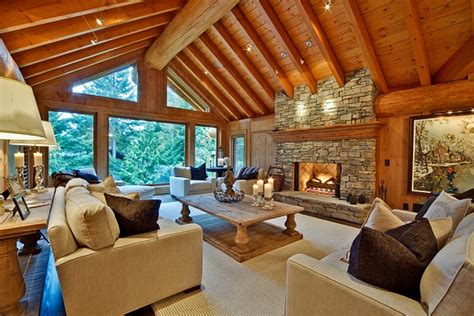 Modern Living Room Inspired By Log Cabin Design Decoist