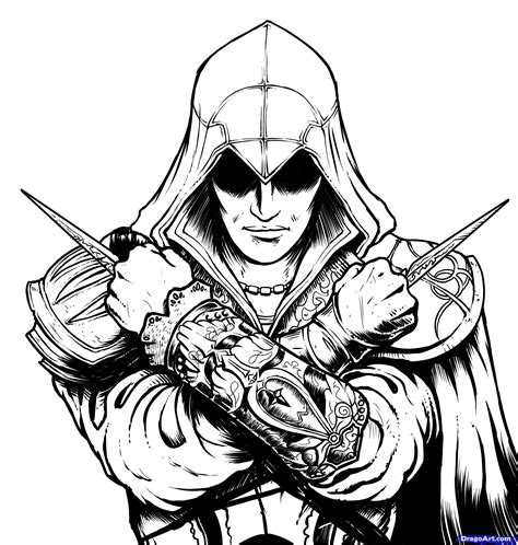 How To Draw Ezio Assassins Creed Ezio Step 15 Assassins Creed Dibujos