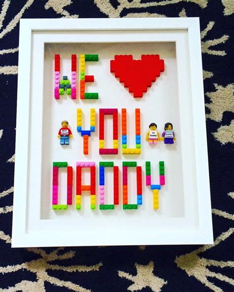 Make handmade easy and cheap presents for fathers with these thoughful gift ideas for him at christmas, birthday and father's day. Personalised Lego Gift for Dad or Mum handmade by ...