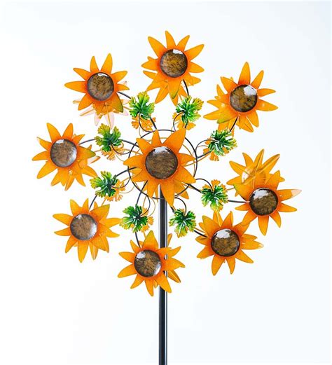 Sunflower Garden Metal Wind Spinner Plowhearth Wind Art Metal Wind