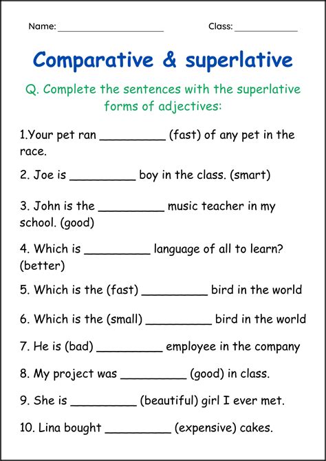 Comparative And Superlative Exercicios Com Resposta
