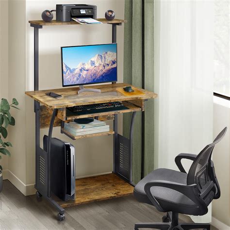 Buy Yaheetech 3 Tier Computer Desk With Printer Shelf And Keyboard Tray