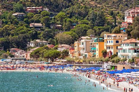 The Sea And Sandy Beach Spiaggia Di Fegina At The Cinque Terre Italy