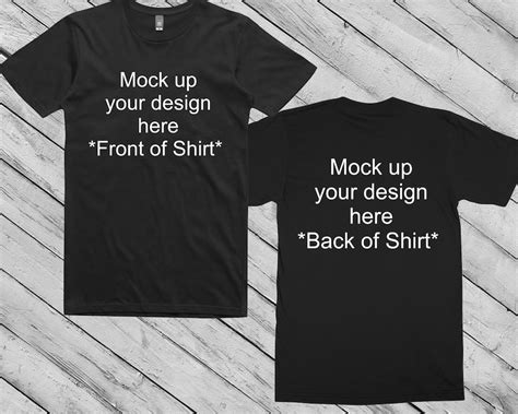 Front And Back Black Unisex Shirt Mockup Tshirt Back Mock Up Etsy