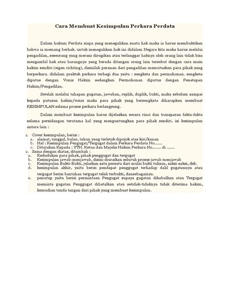 Berikut cara membuat penulisan format penomoran surat keluar : Cara Membuat Kesimpulan Perkara Perdata