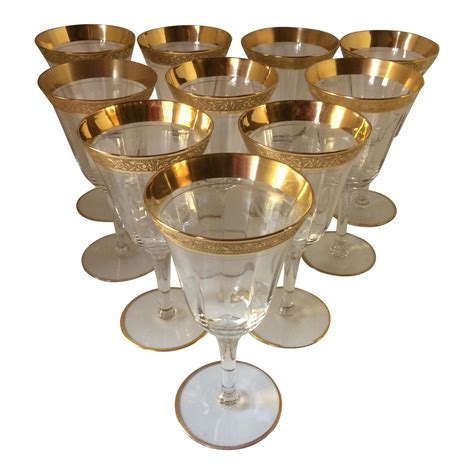 1930 s vintage tiffin franciscan rambler rose gold rim crystal glasses set of 10 chairish