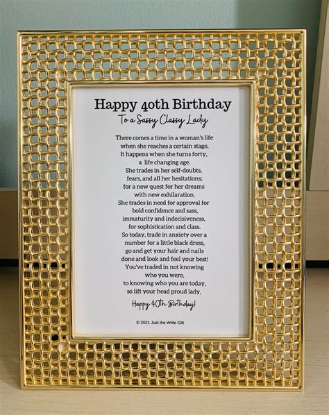 Framed 40th Birthday Poem Framed 40th Birthday Friendship Etsy