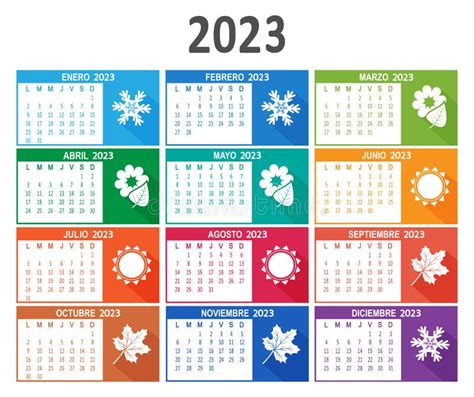 Calendario 2023 En Espa 241 Ol La Semana Comienza El Lunes Vector