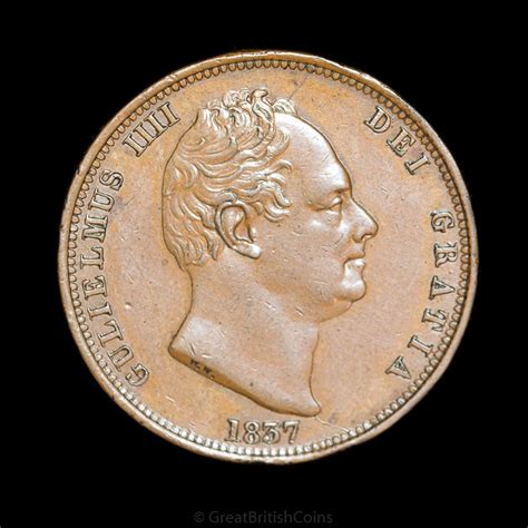 William Iv Copper Half Penny 1837 British English Old Coin Etsy