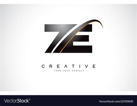 Ze Z E Swoosh Letter Logo Design With Modern Vector Image