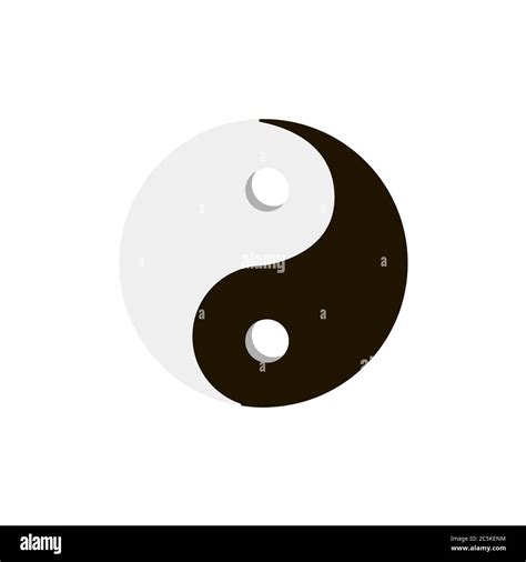 Yin Yang Symbol On White Background Vector Illustration In Trendy Flat