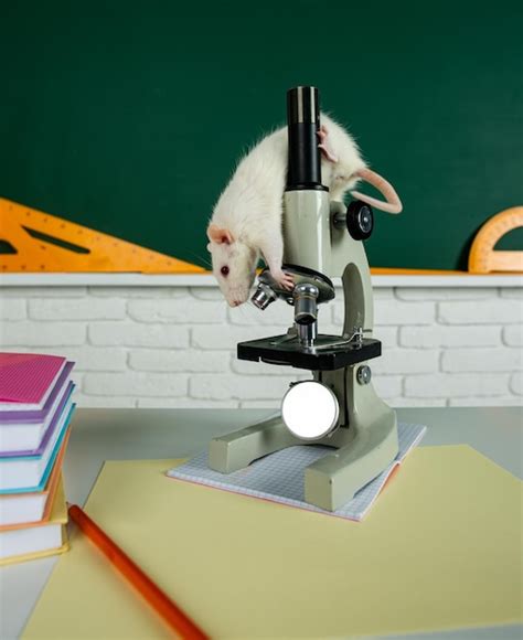 Premium Photo Funny Rat Sit On Microscope Banner For University
