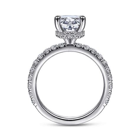 14k White Gold Hidden Halo Oval Diamond Engagement Ring Er14649o8w44jj
