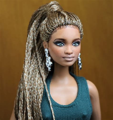 Kashi Hybridarticulated Customized Biracial Ooak Bmr1959 Braids Barbie Head On A Curvy
