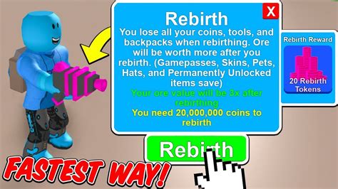 Fastest Way To Rebirth For Your First Time Roblox Mining Simulator