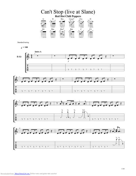 Cant Stop Guitar Pro Tab By Red Hot Chili Peppers