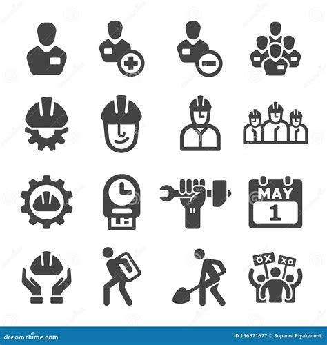 Labour Icon Set Stock Vector Illustration Of Hammer 136571677