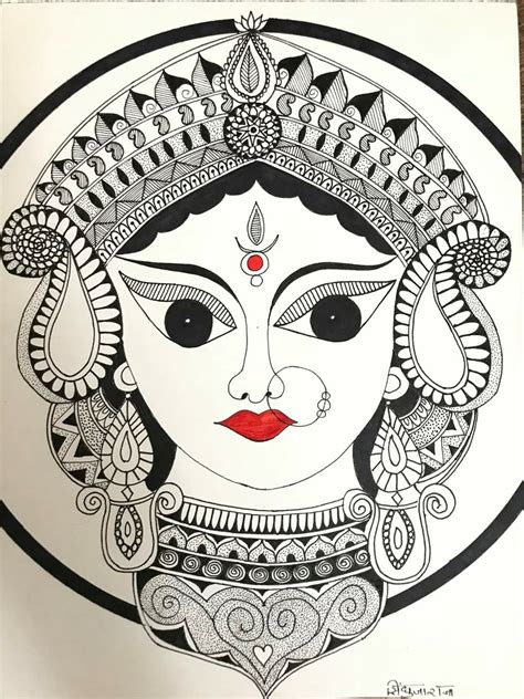 How To Draw Maa Durga Face Using Mandala Art Maa Durga Art Print