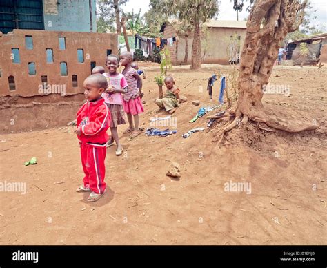 African School Children Playing In Yard Outside Africachildren Of