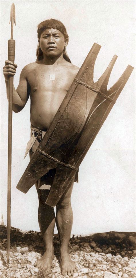 Bontoc Igorot Warrior Philippines With Shield And Spear Early 20th