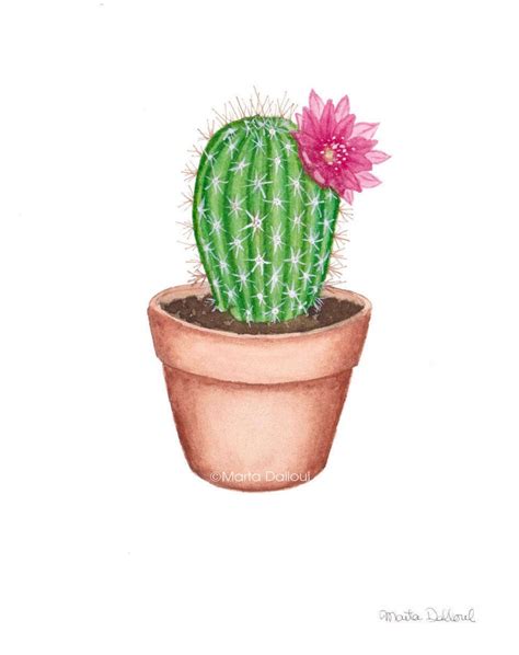 Impresión Artística De Acuarela De Cactus Pintura Suculenta Etsy