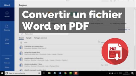Convertir Un Fichier Word En Pdf Youtube