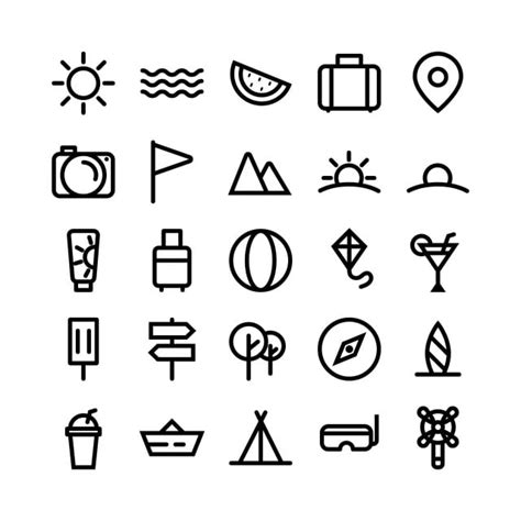 Summer Set Vector Hd Images Summer Icons Set Outline Summer Icons