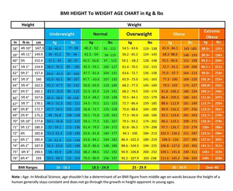Bmi Height To Weight Age Chart For Male And Female Hight And Weight