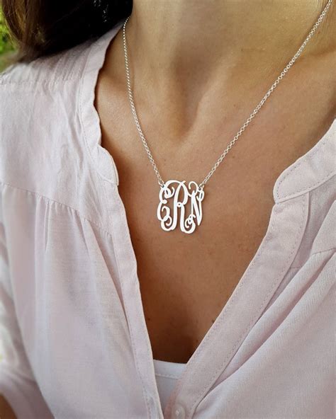 Monogram Necklace Personalized Monogram Solid 925 Sterling