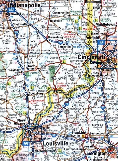 Map Of I 71 Interstate Highway Kentucky Ohio Interchange Exit Number