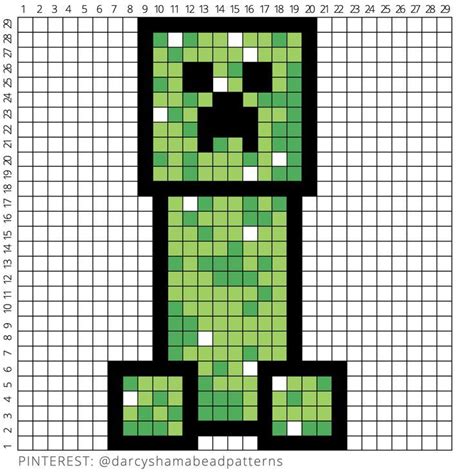 Minecraft Creeper Pattern 29x29 Minecraft Pixel Art Pixel Art