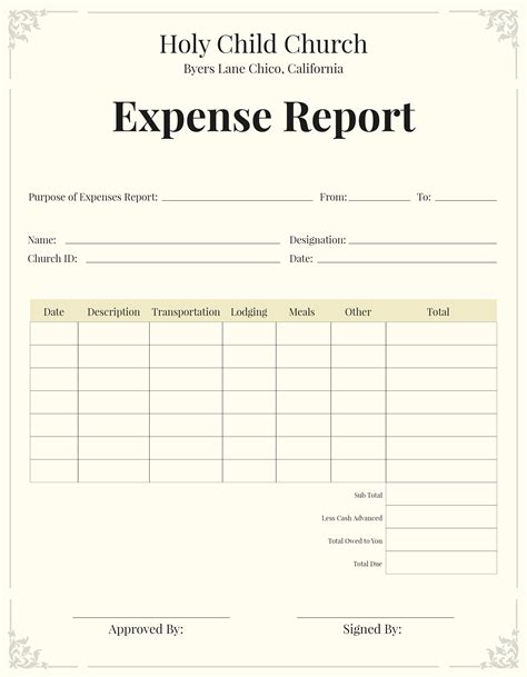 Free Church Expense Report Template In Microsoft Word Microsoft