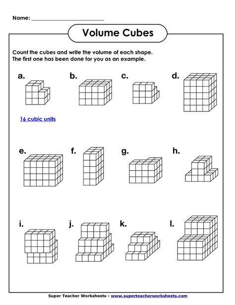 Volume Of A Cube Worksheet
