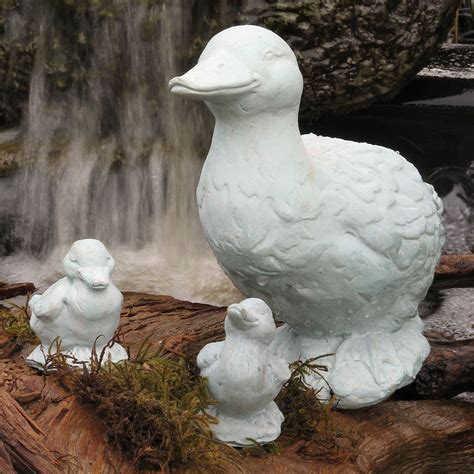 Cement and concrete might not be considered a very common material to be used in interior decorating yet its texture and raw material. Duck and Ducklings Cement Garden Statues GNDD by ...