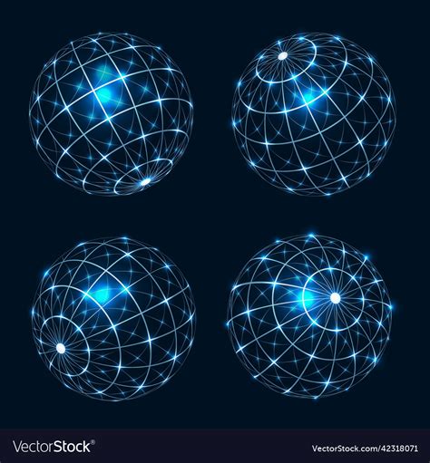 Glowing Globe Wireframes Royalty Free Vector Image