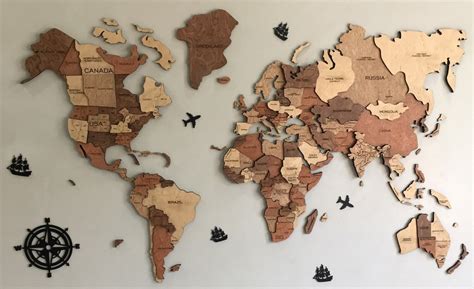 World Map Wood Wall Art Weltkarte Holz Wooden World Map World Map Wall
