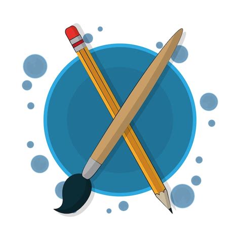 Premium Vector Paint Brush And Pencil Crossed Vector Illustration