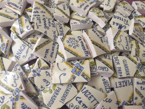 Mosaic Tiles Italian Words Sayings Letters Broken Plates Art Tesserae