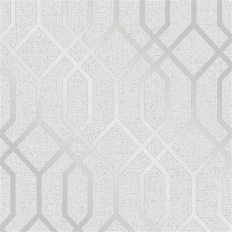 Fine Decor Quartz Trellis Silver Wallpaper Fd42304