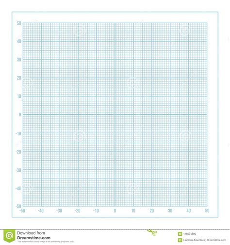 Vector Blue Metric Graph Paper With Coordinate Axis Stock Vector