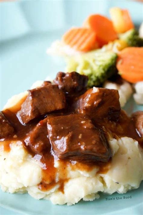 Crock Pot Bbq Sirloin Tip Steak Over Mashed Potatoes This Recipe Is