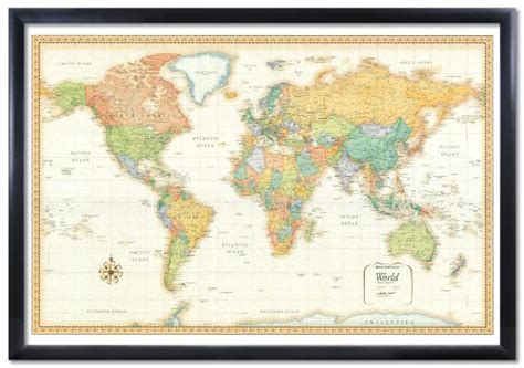 Daniel Athope 32x50 Rand Mcnally World Classic Wall Map Framed Edition